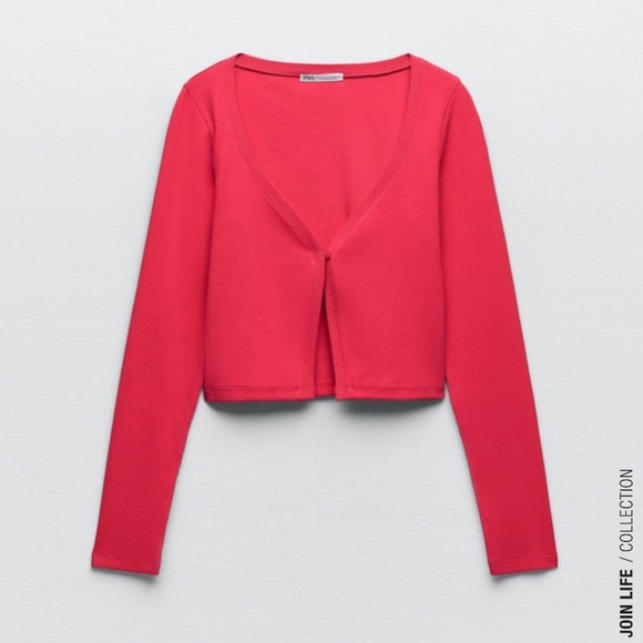 ZARA 2pcs Ribbed Cardigan + Pants Coord Set Fuchsia Pink BNWT - Picture 3 of 6